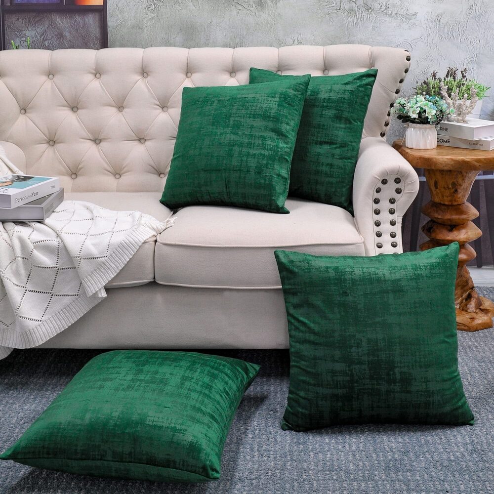 8298 Textured Velvet Pillow Covers Set of 4, 20'' x 20'', Eden, Modern
